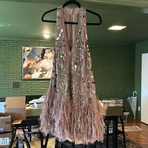 ASOS Plum Sequin Mini Dress with Feathers